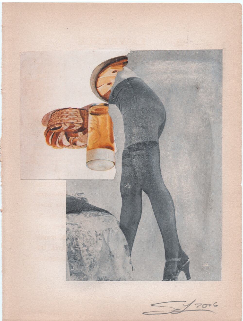 Original Mixed Media Modern Art Collage "Viminal" 5.75x7.5" Signed